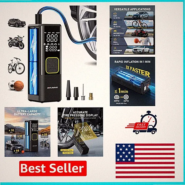 Compact 150 PSI Air Compressor with Digital Gauge & Multi-Vehicle Compatibility